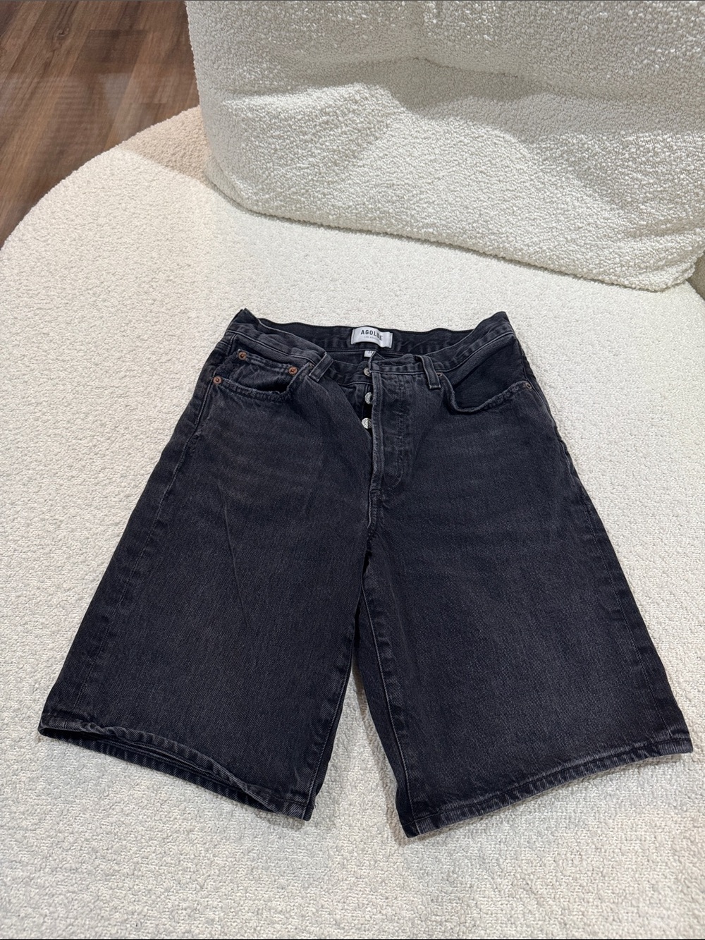 Agolde Charcoal Black High-Rise Button-Fly Jeans - Picture 4 of 12